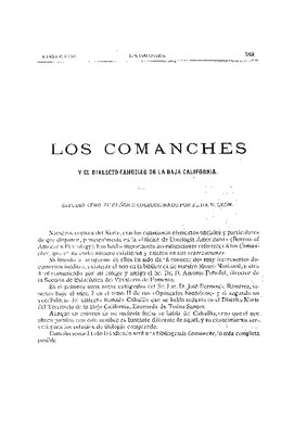 Los comanches y el dialecto cahuillo de la Baja California