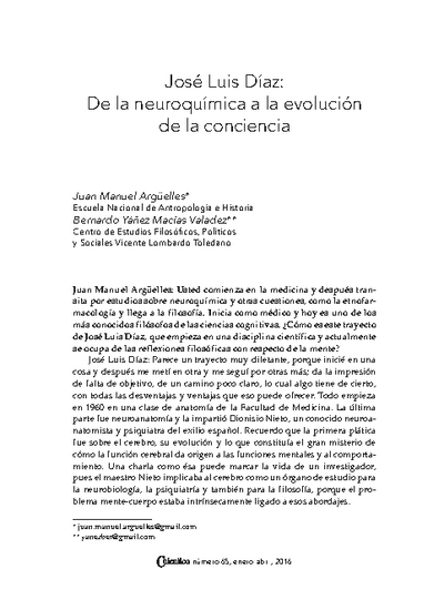 José Luis Díaz: De la neuroquímica a la evolución de la conciencia