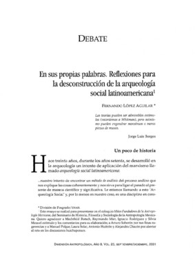 En sus propias palabras. Reflexiones para la desconstrucción de la arqueología social latinoamericana
