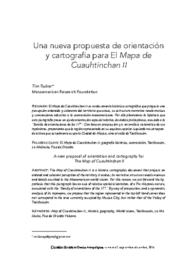 Una nueva propuesta de orientación y cartografía para el Mapa de Cuauhtinchan II