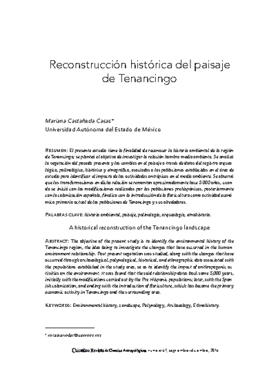 Reconstrucción histórica del paisaje de Tenancingo