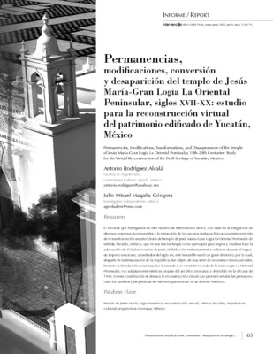 Permanencias, modificaciones, conversión y desaparición del templo de Jesús María-Gran Logia La Oriental Peninsular, siglos XVII