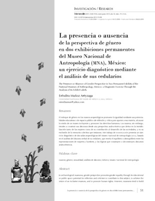 La presencia o ausencia de la perspectiva de género en dos exhibiciones permanentes del Museo Nacional de Antropología (MNA), México: un ejercicio diagnóstico mediante el análisis de sus cedularios