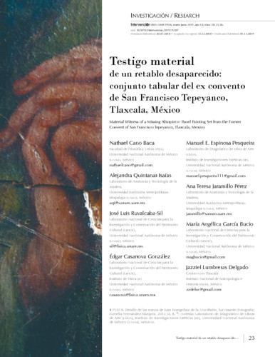 Testigo material de un retablo desaparecido: conjunto tabular del ex convento de San Francisco Tepeyanco, Tlaxcala, México