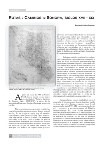 Rutas y caminos de Sonora, siglos XVII-XIX