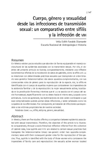 Cuerpo, género y sexualidad desde las infecciones de transmisión sexual: un comparativo entre sífilis y la infección de VIH