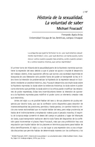 Historia de la sexualidad. La voluntad de saber Michael Foucault