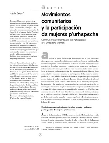 Movimientos comunitarios y la participación de mujeres p’urhepecha