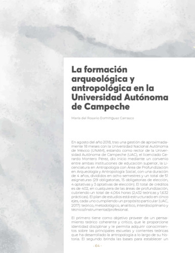 La formación arqueológica y antropológica en la Universidad Autónoma de Campeche