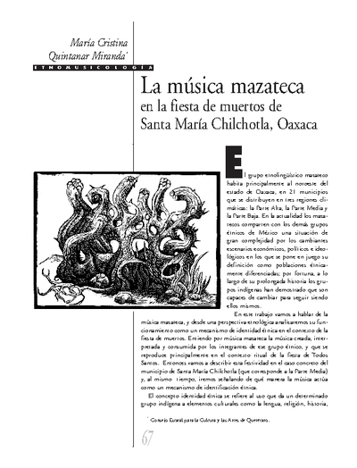 La música mazateca en la fiesta de muertos de Santa María Chilchotla, Oaxaca