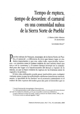 Tiempo de ruptura, tiempo de desorden: el carnaval en una comunidad nahua de la Sierra Norte de Puebla