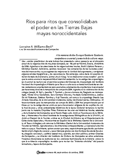 Ríos para ritos que consolidaban el poder en las Tierras Bajas mayas noroccidentales