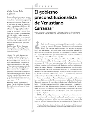 El gobierno preconstitucionalista de Venustiano Carranza 