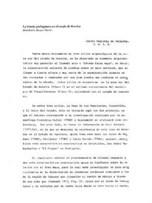 La bóveda prehispánica en el estado de Morelos