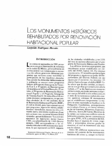 Los monumentos históricos rehabilitados por renovación habitacional popular