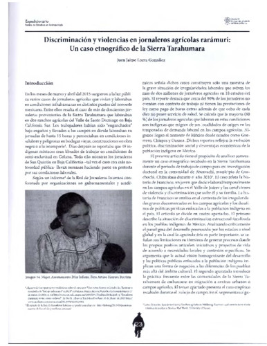 Discriminación y violencias en jornaleros agrícolas rarámuri: Un caso etnográfico de la Sierra Tarahumara