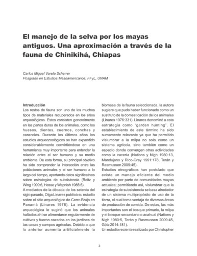 El manejo de la selva por los mayas antiguos. Una aproximación a través de la fauna de Chinikihá, Chiapas