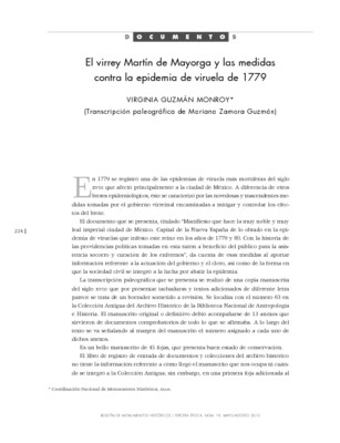 El virrey Martín de Mayorga y las medidas contra la epidemia de viruela de 1779
