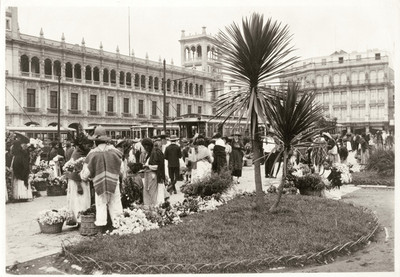 Vendedoras de flores en la Plaza de la Constitución