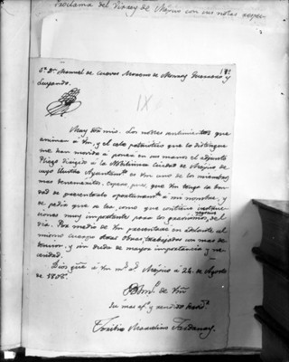 Carta que dirige don Toribio Fardanay