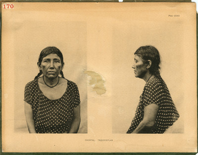 Mujer indígena chontal de tequixistlan ( sic), retrato de frente y de perfíl