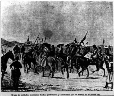 Escena de la intervención francesa, litografía