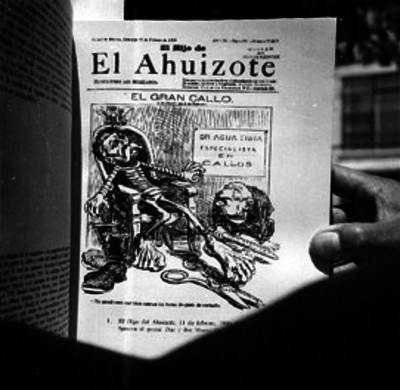 Primera plana "del Ahuizote", con una caricatura alusiva al regimen Porfiriato