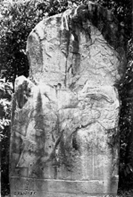 Estela del hombre barbado, reprografía