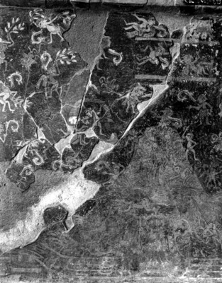 Detalle de un cerro en el mural del Tlalocan