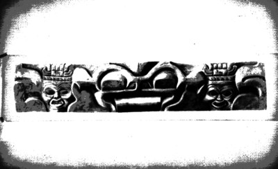 Dibujo de una escultura zoomorfa en bajorrelieve