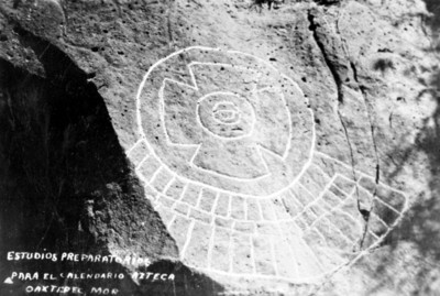 Petroglifo con figuras geométricas, Oaxtepec Morelos, reprografía