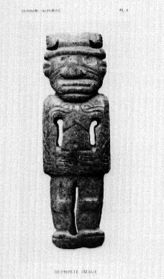 Escultura del dios desollador tallada en jade, reprografía