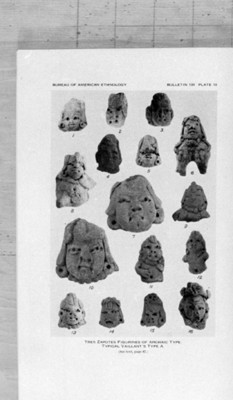 Fiigurillas prehispánicas de Tres Zapotes, ilustración perteneciente al Despacho de Etnología Americana