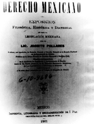 Portada del libro Derecho Mexicano, de Jacinto Pallares