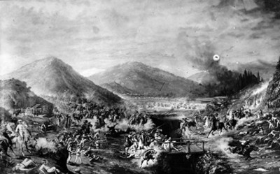 Francisco Villa en una batalla, pintura