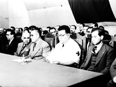 Luis Sánchez Pontón durante una asamblea