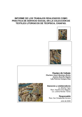 Informe de los Trabajos Realizados Como Práctica de Servicio Social en la Colección de Textiles Litúrgicos de Teopisca, Chiapas