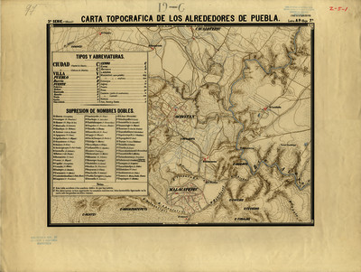 Carta topográfica de los alrededores de Puebla