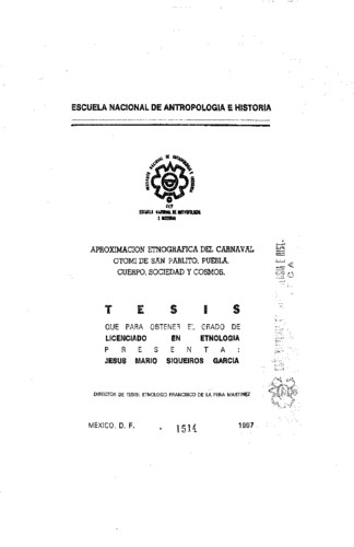 Aproximación etnográfica del carnaval otomí de San Pablito Puebla: cuerpo, sociedad y cosmos