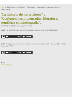 Conjunciones impensadas: literatura, semiótica e historiografía