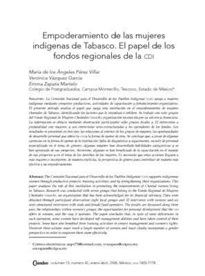 Empoderamiento de las mujeres indígenas de Tabasco. El papel de los fondos regionales de la CDI