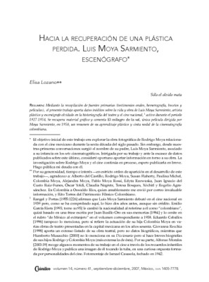 Hacia la recuperación de una plástica perdida. Luis Moya Sarmiento, escenógrafo