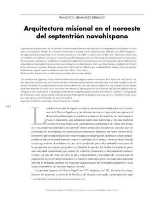 Arquitectura misional en el noroeste del septentrión novohispano
