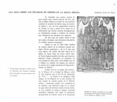 Una nota sobre los retablos de espejos en la Nueva España