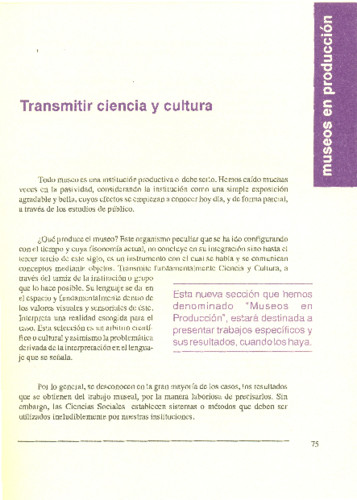 Transmitir ciencia y cultura