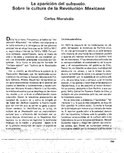 La aparición del subsuelo. Sobre la cultura de la Revolución Mexicana
