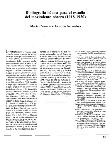 Bibliografía básica para el estudio del movimiento obrero (1918-1930)