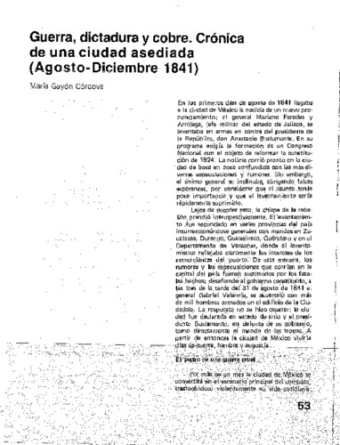 Guerra, dictadura y cobre. Crónica de una ciudad asediada (Agosto-Diciembre 1841)