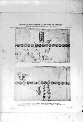 Lámina 4 y 5 de la tira de Tepechpan publicadas en el libro, Documentos verter servir a l'histoire du Mexique, reprografía