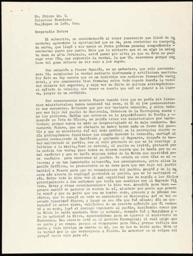 Vida personal del general Lázaro Cárdenas: Queja del sacerdote Guerrero Ramírez para el Obispo de Huajuapan